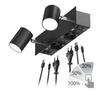 Spot mural WAIKA 2 flammes noir Prises USB-C USB-A incl. ampoules LED GU10 [EEK: F]
