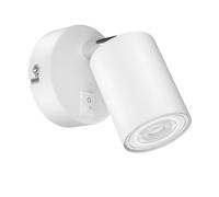 Spot mural WAIKA à une flamme avec interrupteur GU10 blanc mat, ampoule LED