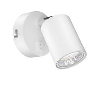Spot mural WAIKA à une flamme avec interrupteur GU10 blanc mat, ampoule LED