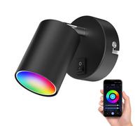 Spot mural WAIKA à une flamme avec interrupteur GU10 noir mat incl. Smart Home