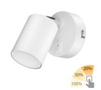 ledscom.de Spot mural WAIKA avec interrupteur blanc mat + ampoule LED GU10 blanc chaud 3 niveaux de gradation : max. 500lm chacun