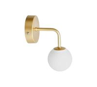 Ostaria 37768 Spot métal doré et boule en verre opalin 'Bilbao' - Luminaire applique Doré, lampe de salle de bain IP44, douille G9 - Dim : l14xH12.5xP9cm