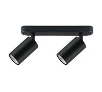 Maclean MCE452 B spot de plafond 2-flammes 2xGU10 douille pour ampoules LED & halogènes jusqu'à 35W plafonnier applique murale 55x100mm rotatif pivotant (2-flammes sans ampoules, noir)