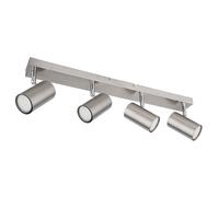 Spot plafond 4 flammes argent plafonnier 4 flammes GU10 plafonnier salon moderne, orientable, métal, 4x GU10, LxPxH 56x6x12 cm