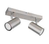 Spot plafond, plafonnier 2 flammes, spot orientable chrome, spots orientables, métal scandinave nickel, 2x douilles GU10, HxLxP 12x26x6cm