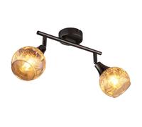 Spot, plafonnier, barre de spots, E14, verre dépoli, réglable, chrome noir