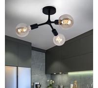 Spot, plafonnier, lampe, retro light, lampe de salon, chambre, 3 flammes, acier noir, douilles E27, DxH 34,5x21,5 cm