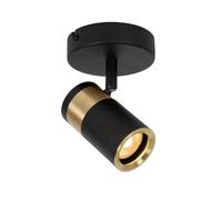 Spot plafonnier rond noir et doré orientable 1xGU10 40W GORIK Lucide