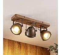 Spot pour plafond Lindby Farovi, noir, 44 cm, à 3 lampes, bois, GU10 Farovi Lindby, dimmable, noir, Salon / Salle à manger, Bois, Industriel, Spot