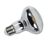 Spot réflecteur LED E27 R80, 7,5W, blanc chaud, 700lm, 230V, angle d'éclairage 180°, corps en verre clair, LED à filament, dimmable