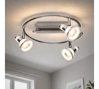 Plafonnier 3 flammes spot rondelle plafonnier orientable chrome, acrylique, 3x LED 5 watts 330 lumens blanc chaud, DxH 30x15 cm