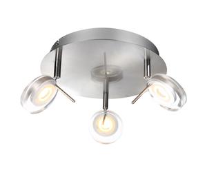 Spot rondell trois spots plafonnier orientable luminaire de salon moderne, 3x LED 5W 375Lm blanc chaud, DxH 25x16 cm