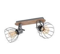 Eglo Plafonnier Sambatello style rétro 2 lampes E27 2x40W bois et acier Argent