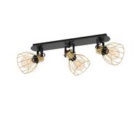 Spot SAMBATELLO E27 3X40W en acier et bois noir et laiton brossé 700x280x260mm