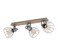 Spot SAMBATELLO E27 3X40W en bois et acier marron et argent 575x90mm