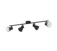 Spot SERAS 2 GU10 4X3W en acier noir 770x65mm