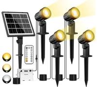 Spot solaire d'extérieur en 4 parties avec télécommande, 2700 K-6000 K, étanche, 3 niveaux de luminosité