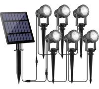 Spot Solaire Extérieur,6 en 1 6000K Projecteur Solaire Exterieur Puissante,Etanche IP65 Lampe Solaire Exterieur,2 Modes Lumiere