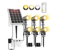 Spot Solaire Exterieur 6 EN 1, CLY Lampe Solaire Exterieur Jardin Etanche IP66 Projecteur Solaire Extérieur 6000mAh Lumiere Solaire Exterieur 2700K 4000K 6000K 2 Mode Dynamique 3 Luminosité pour Arbre