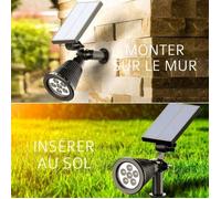 Spot solaire Extérieur 6 LEDs sur piquet avec détecteur de mouvement Etanche IP65 Réglable avec Panneau Solaire 180°