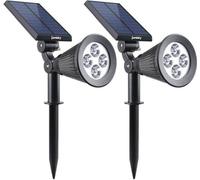 Spot Solaire Extérieur LUMISKY, 4 LEDs Blanches, 200 Lm, Tête Pivotante 90°, Étanche, Pack de 2