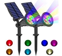 Spot Solaire Extérieur,YANSION 2pcs Projecteur solaire 7 LED colorées ,Étanche Extérieur Lampe Jardin, Éclairage pour chemins