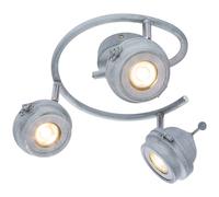 Spot Spotrondell plafonnier plafonnier lampe de salon cuisine, 3 spots mobiles, métal gris antique, 3x GU10 LED 5 watts 340 lumens blanc chaud, DxH 34x16 cm
