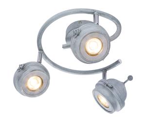 Spot Spotrondell plafonnier plafonnier lampe de salon cuisine, 3 spots mobiles, métal gris antique, 3x GU10 LED 5 watts 340 lumens blanc chaud, DxH 34x16 cm