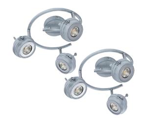 Spot Spotrondell plafonnier plafonnier lampe de salon cuisine, 3 spots mobiles, métal gris antique, 3x GU10 LED 5 watts 340 lumens blanc chaud, DxH 34x16 cm