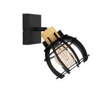 Spot STIL1 E27 1X40W en acier et bois noir et marron D160mm