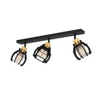 Spot STIL1 E27 3X40W en acier et bois noir et marron 710x160x245mm