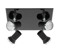 Spot TAMARA IP44 GU10 4X3W en acier noir et chrome 240x260mm