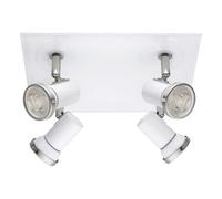 Spot ZAPATA IP44 GU10 4X3W en acier et verre blanc et chrome 240x260mm