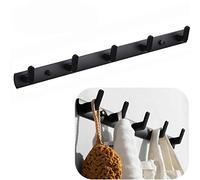 Spotcact - Porte-manteau mural avec 5 crochets de suspension, porte-serviettes, 45 x 3,3 cm, noir moderne à suspendre pour vêtements, entrée, salle de bain (5 crochets)