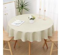 Spotjoy Nappe à paillettes aspect lin lavable ronde 140 cm - Effet lotus - Imperméable - Anti-taches - Beige