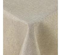 Spotjoy Nappe à Paillettes Rectangulaire 130 x 160 cm Aspect Lin Nappe Exterieur Impermeable Nappe de Table Anti Tache pour Manger, Jardin - Lin