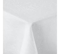 Spotjoy Nappe à Paillettes Rectangulaire 130 x 160 cm Aspect Lin Nappe Exterieur Impermeable Nappe de Table Anti Tache pour Manger, Jardin - Blanche