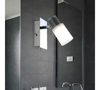 Spot mural interrupteur à bascule applique spot orientable albâtre, nickel chrome mat, 1x LED 5W 300Lm blanc chaud, LxPxH 15,5x8x13 cm