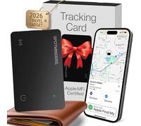 SPOTMINDERS. Traqueur de portefeuille - Compatible avec Apple Find My Tracking Card pour portefeuille, carte Airtag noire, portefeuilles GPS, rechargeables, étanches, 1,8 mm pour iPhone - Carte à puce