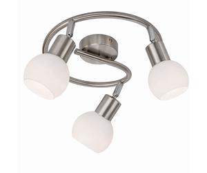 Spotrondelle LED Projecteur orientable Plafonnier à 3 flammes Lampe spot verre opale, métal, 3x E14 5W 430Lm blanc chaud, DxH 25x21 cm