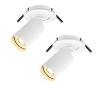 Spots de Plafond Orientable & Pivotant Plafonnier LED Spot Blanc avec Douille GU10, 2 x Éclairage de Plafond LED avec anneau frontal amovible, Spot Led Encastrable pour Cuisine, Couloir, sans ampoules