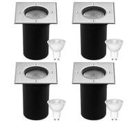 Spots encastrables LED, format carré, pour extérieur, culot GU10, IP67, 3W, 3000K, lot de 4