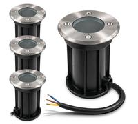 Spots encastrés au sol, modèle rond, culot GU10, indice de protection IP67, finition brossée