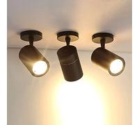 Spots Encastrés Noirs, Lot de 3, 7 W, Montage En Surface, Tête Orientable, Led, Pour Éclairage D'Ambiance, Idéal Pour Salon, Cuisine Ou Îlot Central./4000K