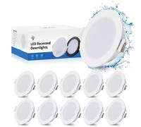 Spots LED Gr4tec, 230V, 5W, encastrables, LED, IP65, lumière blanche chaude 2700K, lot de 10
