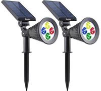 Spots Solaires Extérieurs LUMISKY Pack de 2, 4 LEDs RGB Colorées, 200 Lumens, Tête Pivotante 90°, Étanche