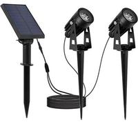 Spots Solaires LED 2 en 1 à Piquer ou à Fixer, LUMISKY ROUNDY, Blanc Froid, H27 cm, Panneau Solaire Déporté