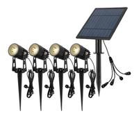 Spots solaires LED avec piquets X4 - Câble 3M - Éclairage Exterieur Solaire pour Jardin et Chemin - Orientable - Étanche IP44