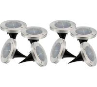 Spots Solaires LED Inox DECKY, Encastrable ou à Piquer, Blanc Froid, Ø12 cm, Lot de 8