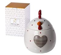 SPOTTED DOG GIFT COMPANY Boîte à Biscuit en Céramique, Grand Bocal de Conservation pour Cookies Bonbons ou Friandises, Mignon Cuisine Article, Cadeau pour Poules Amoureux, Blanc 1900ml